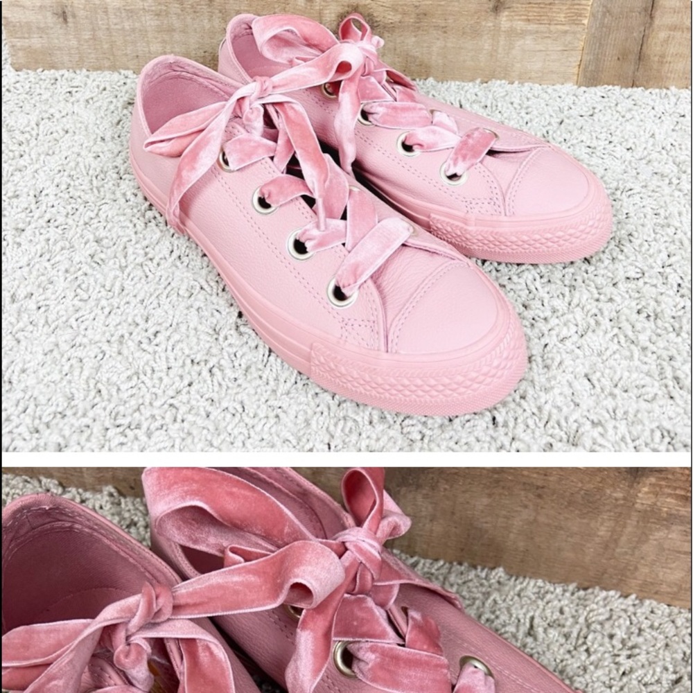 Converse Pink Leather Velvet Laces Sneakers